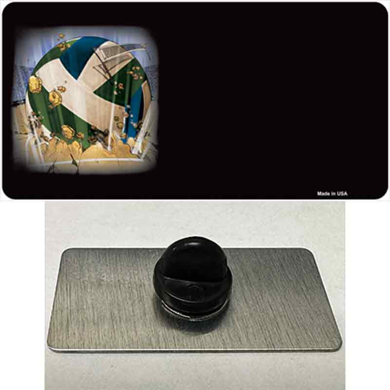 PIN-LP-3797 1.5 x 0.75 in. Volleyball Offset Black Novelty Rectangle Metal Hat Pin
