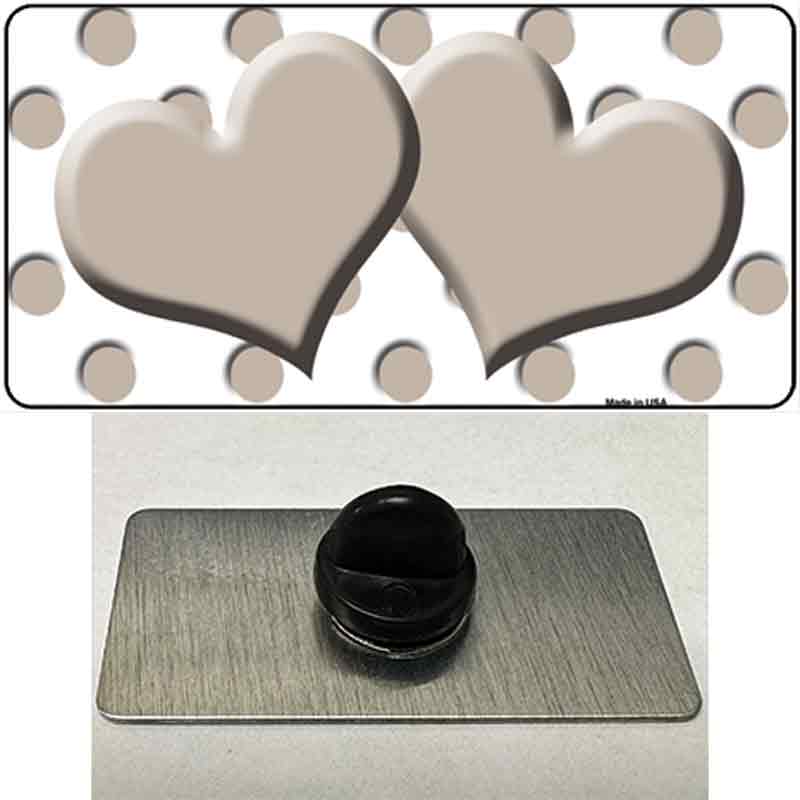 PIN-LP-4251 1.5 x 0.75 in. Tan & White Polka Dot Tan Centered Hearts Novelty Rectangle Metal Hat Pin