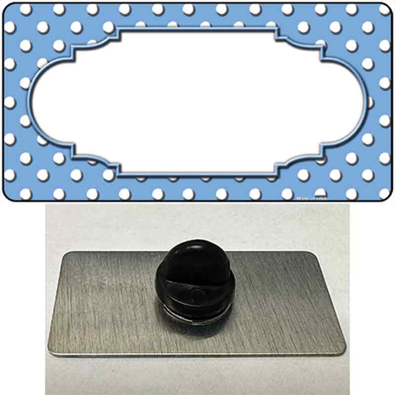 PIN-LP-4360 1.5 x 0.75 in. Scallop Light Blue & White Polka Dot Novelty Rectangle Metal Hat Pin