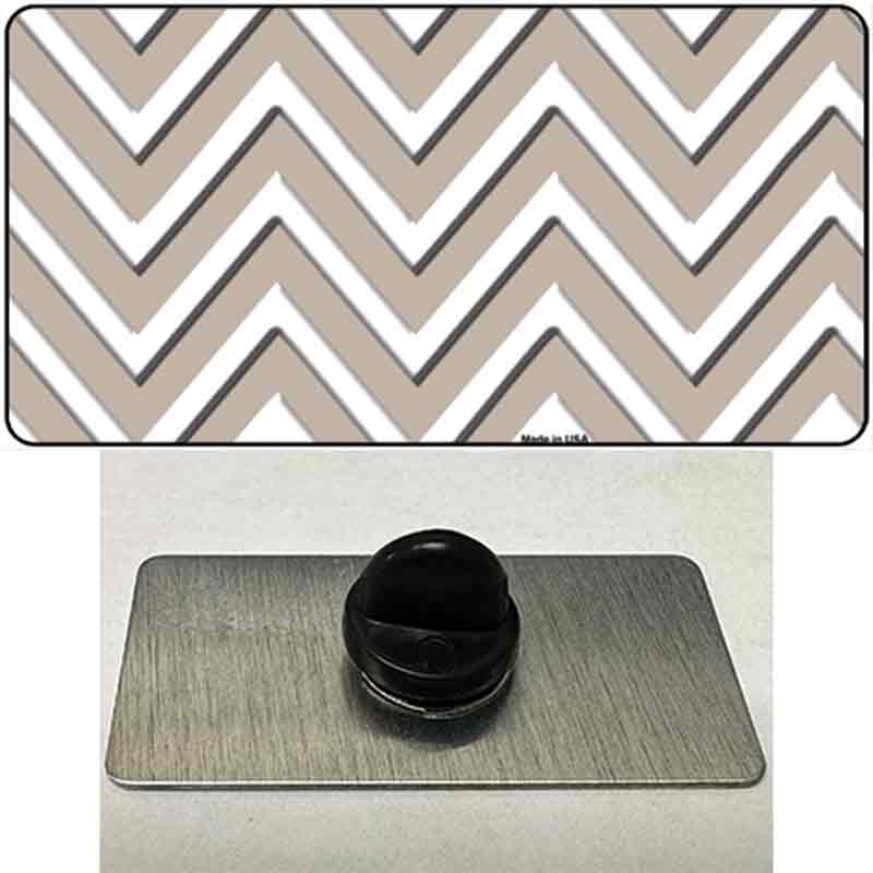 PIN-LP-4479 1.5 x 0.75 in. Tan & White Large Chevron Novelty Rectangle Metal Hat Pin