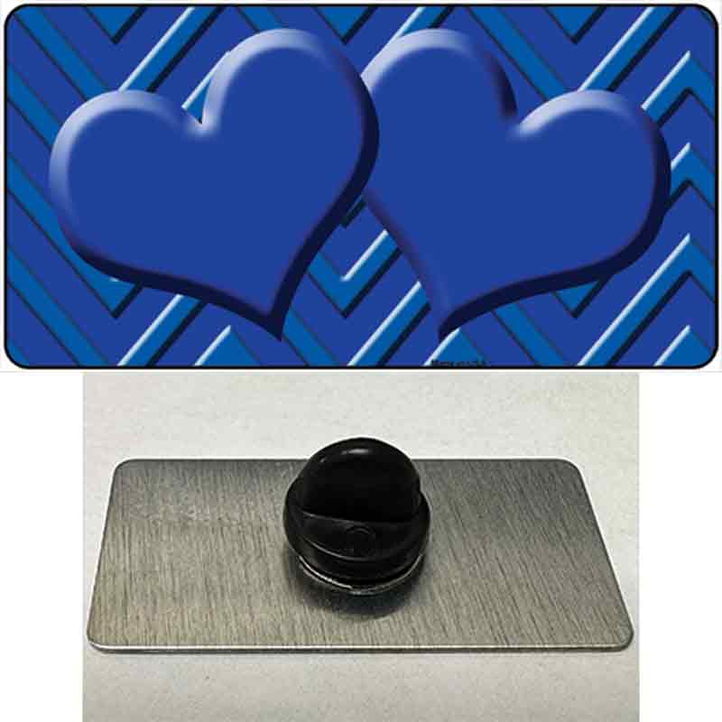 PIN-LP-4968 1.5 x 0.75 in. Blue & Light Blue Heart Large Chevron Novelty Rectangle Metal Hat Pin