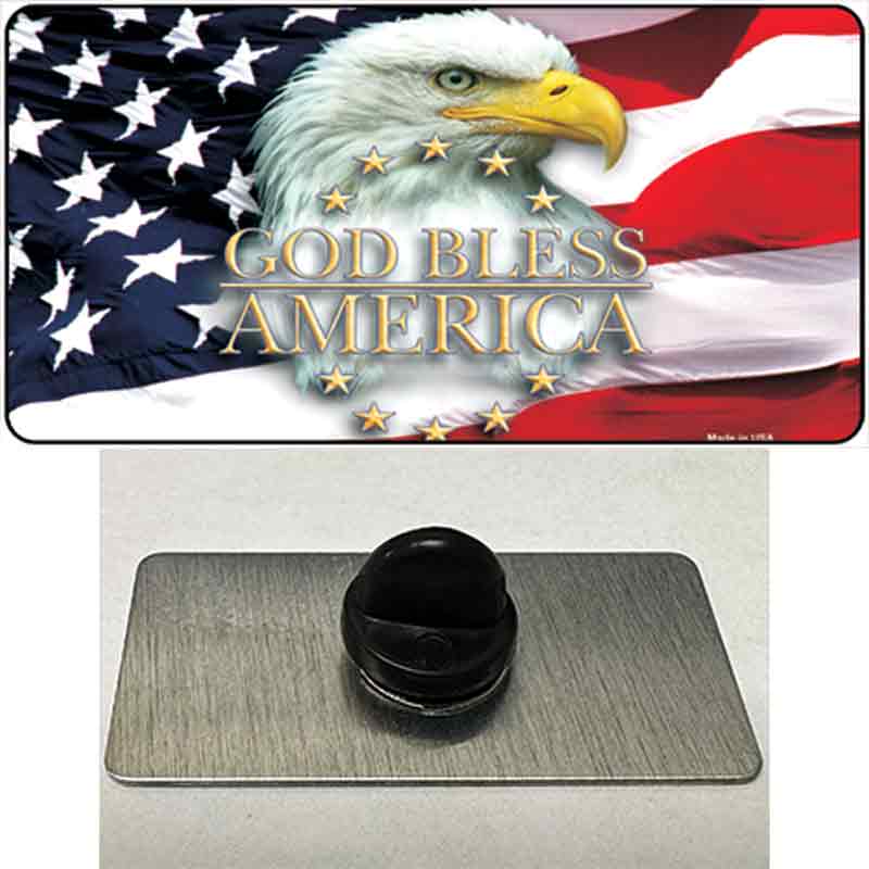 PIN-LP-5348 1.5 x 0.75 in. God Bless America Eagle Novelty Rectangle Metal Hat Pin