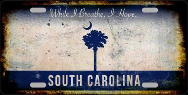 LP-9506 South Carolina Rusty Background Metal Novelty License Plate