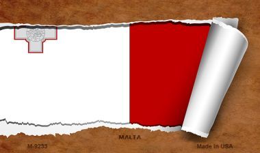 M-9233 Malta Flag Scroll Novelty Metal Magnet