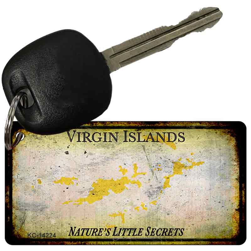 KC-14224 3 x 1.5 in. Virgin Islands Rusty Blank Novelty Rectangle Metal Key Chain