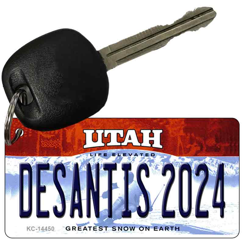 KC-14450 3 x 1.5 in. Desantis 2024 Utah Novelty Rectangle Metal Key Chain