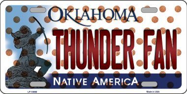 LP-10868 Thunder Fan Oklahoma Background Novelty Metal License Plate