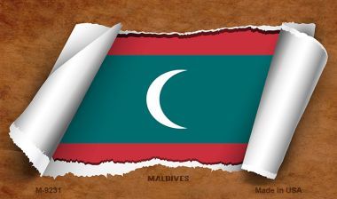 M-9231 Maldives Flag Scroll Novelty Metal Magnet