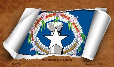 M-9256 Northern Marianas Flag Scroll Novelty Metal Magnet