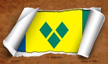 M-9292 St. Vincent Flag Scroll Novelty Metal Magnet