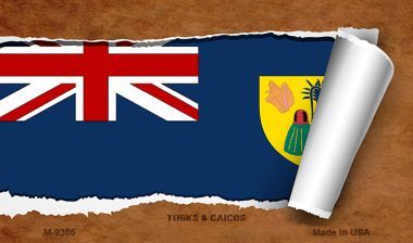 M-9305 Turks & Caicos Flag Scroll Novelty Metal Magnet