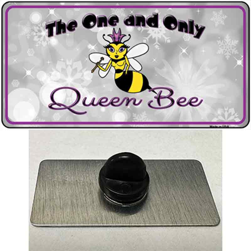 PIN-LP-6872 1.5 x 0.75 in. Queen Bee Purple Novelty Rectangle Metal Hat Pin -  Smart Blonde