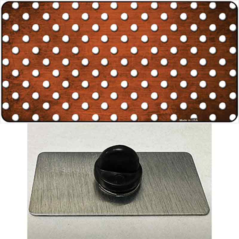 PIN-LP-7382 1.5 x 0.75 in. Orange & White Small Dots Oil Rubbed Novelty Rectangle Metal Hat Pin