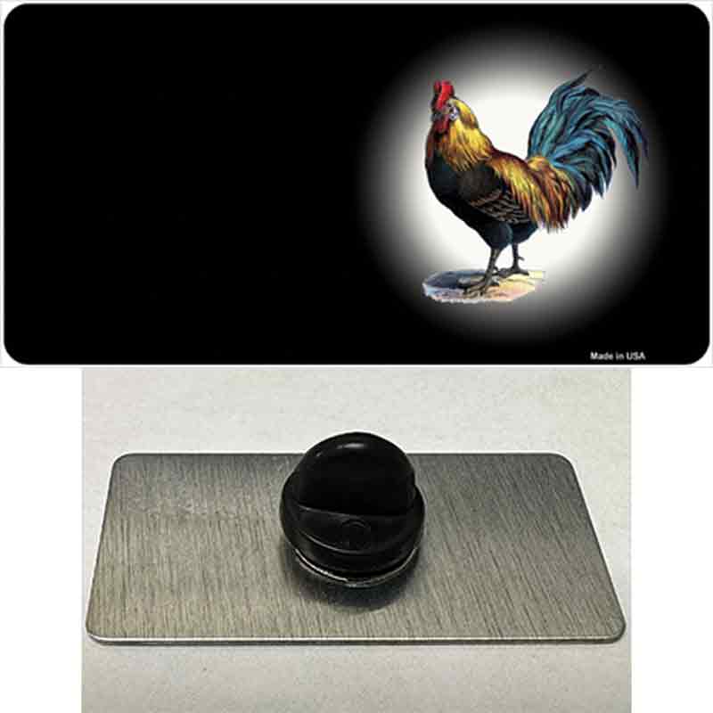 PIN-LP-7803 1.5 x 0.75 in. Rooster Offset Black Novelty Rectangle Metal Hat Pin