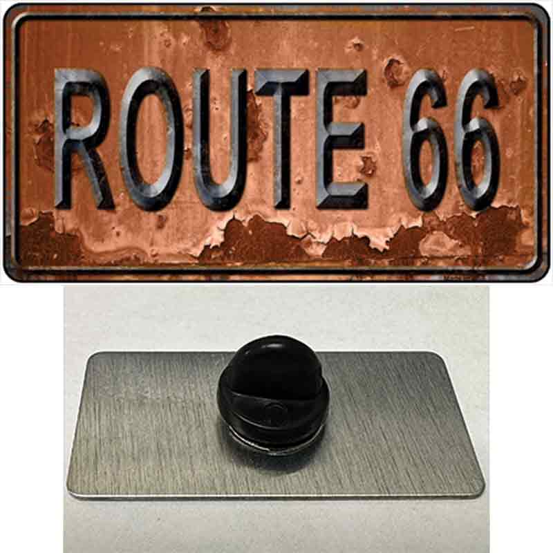 PIN-LP-8115 1.5 x 0.75 in. Route 66 Rusty Novelty Rectangle Metal Hat Pin