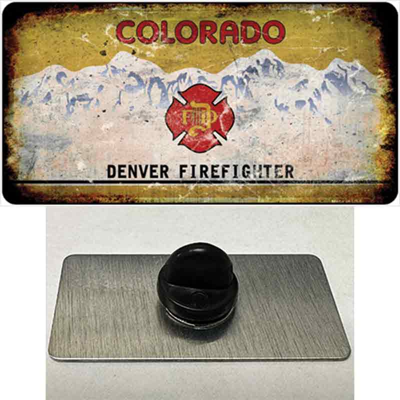 PIN-LP-8213 1.5 x 0.75 in. Denver Firefighter Rusty Blank Novelty Rectangle Metal Hat Pin