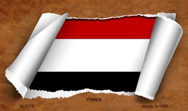 M-9318 Yemen Flag Scroll Novelty Metal Magnet