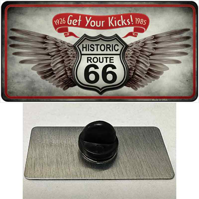 PIN-LP-8574 1.5 x 0.75 in. Get Your Kicks Novelty Rectangle Metal Hat Pin