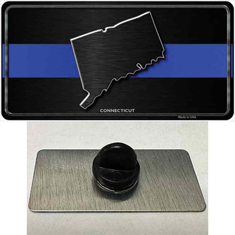 PIN-LP-8889 1.5 x 0.75 in. Connecticut Thin Blue Line Novelty Rectangle Metal Hat Pin -  Smart Blonde