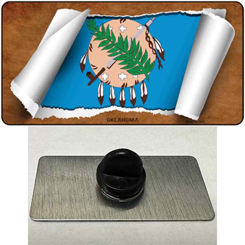 PIN-LP-9042 1.5 x 0.75 in. Oklahoma Flag Scroll Novelty Rectangle Metal Hat Pin