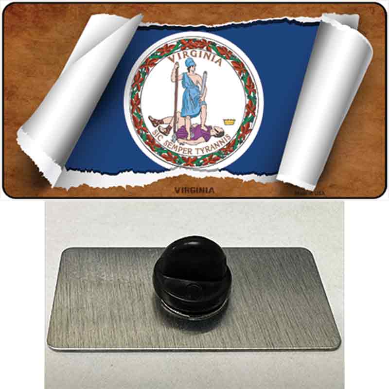PIN-LP-9052 1.5 x 0.75 in. Virginia Flag Scroll Novelty Rectangle Metal Hat Pin