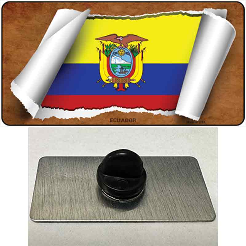 PIN-LP-9062 1.5 x 0.75 in. Ecuador Flag Scroll Novelty Rectangle Metal Hat Pin