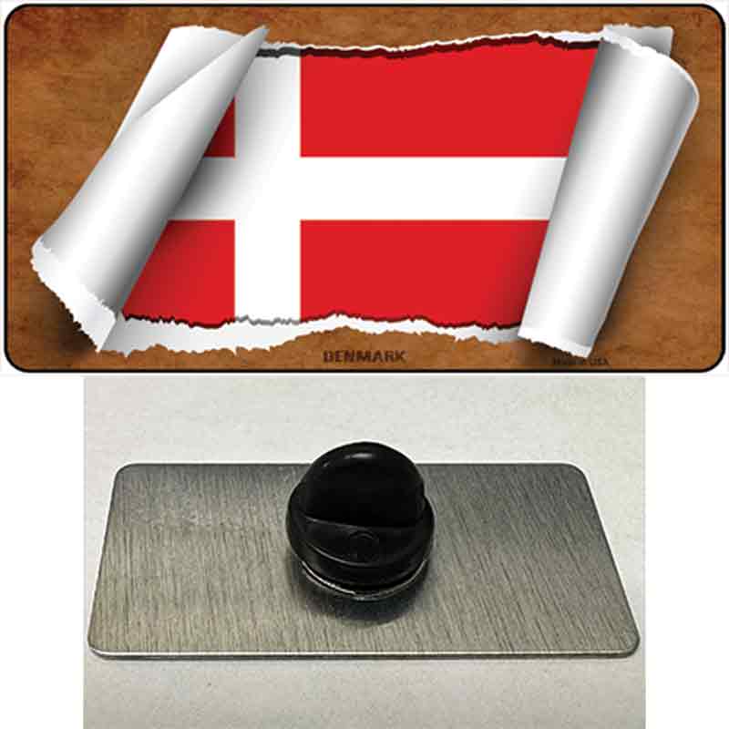 PIN-LP-9070 1.5 x 0.75 in. Denmark Flag Scroll Novelty Rectangle Metal Hat Pin