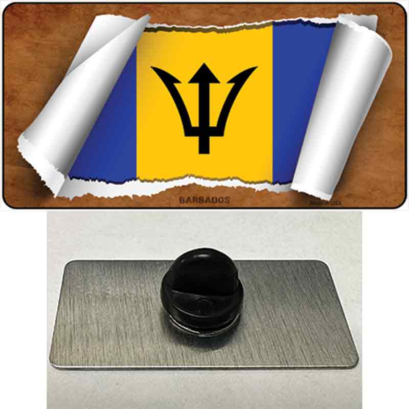 PIN-LP-9094 1.5 x 0.75 in. Barbados Flag Scroll Novelty Rectangle Metal Hat Pin