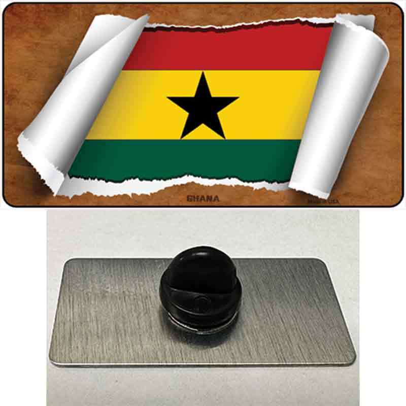 PIN-LP-9107 1.5 x 0.75 in. Ghana Flag Scroll Novelty Rectangle Metal Hat Pin