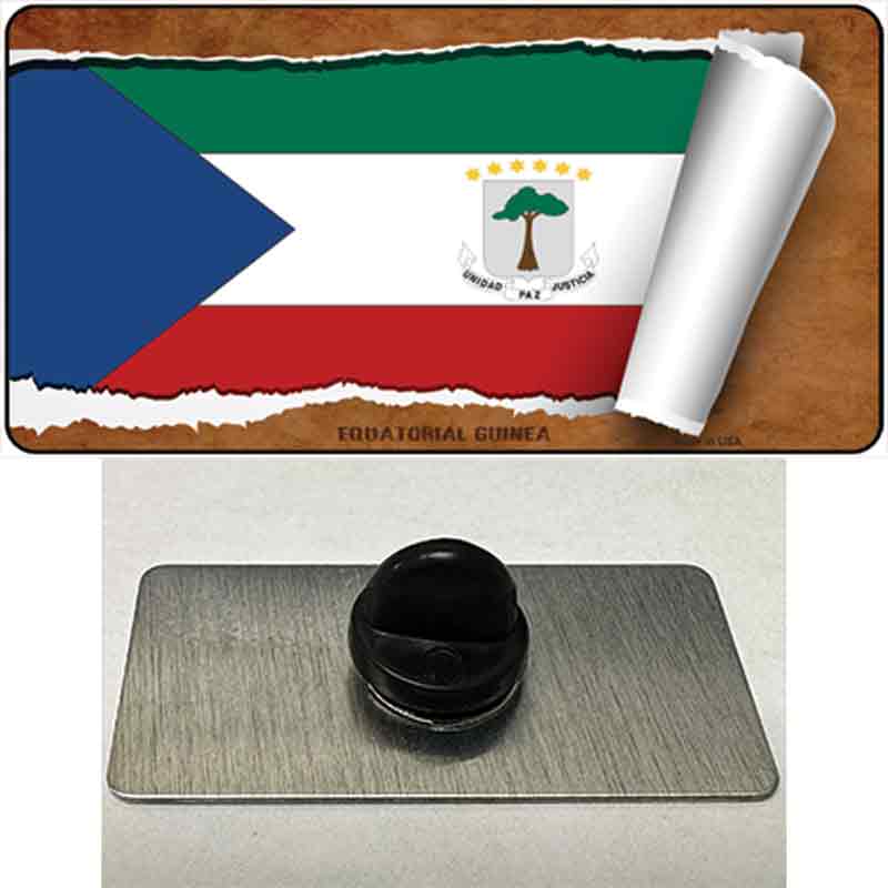PIN-LP-9171 1.5 x 0.75 in. Equatorial Guinea Flag Scroll Novelty Rectangle Metal Hat Pin