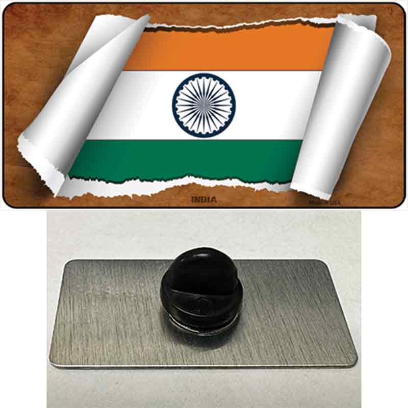 PIN-LP-9195 1.5 x 0.75 in. India Flag Scroll Novelty Rectangle Metal Hat Pin