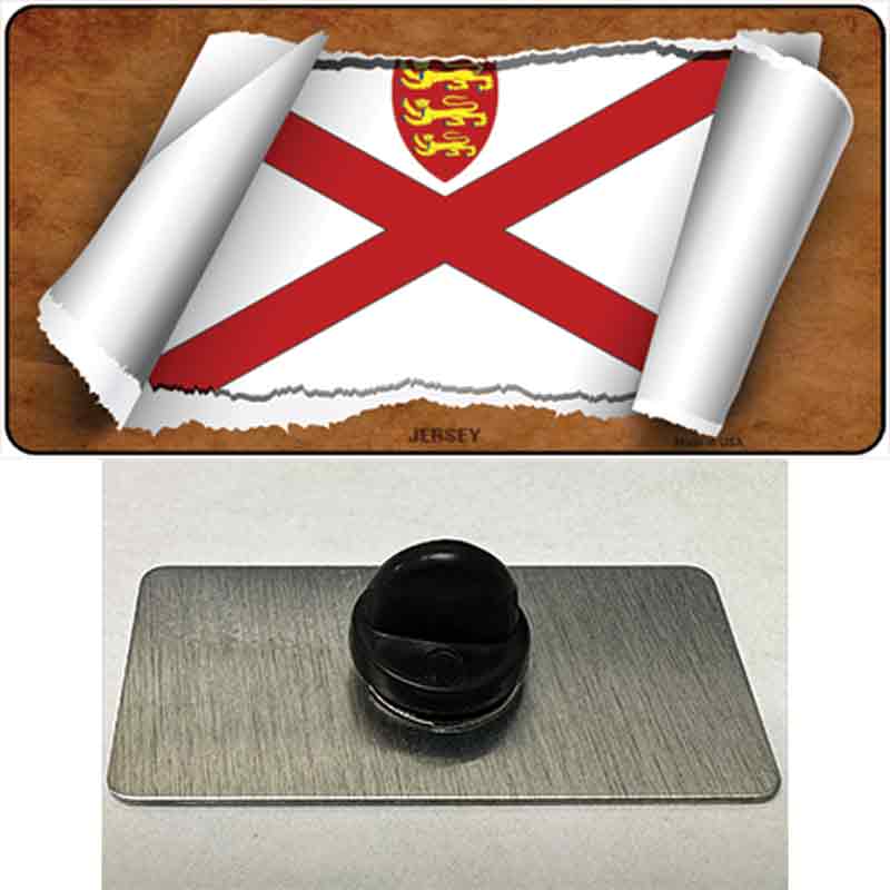 PIN-LP-9201 1.5 x 0.75 in. Jersey Flag Scroll Novelty Rectangle Metal Hat Pin