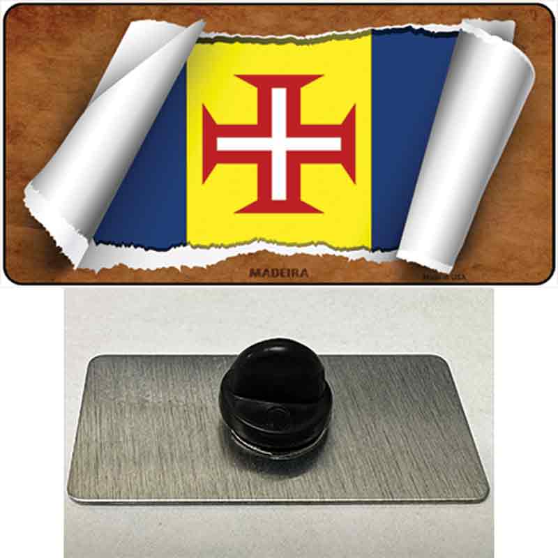 PIN-LP-9228 1.5 x 0.75 in. Madeiva Flag Scroll Novelty Rectangle Metal Hat Pin