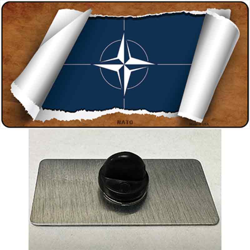 PIN-LP-9245 1.5 x 0.75 in. Nato Flag Scroll Novelty Rectangle Metal Hat Pin