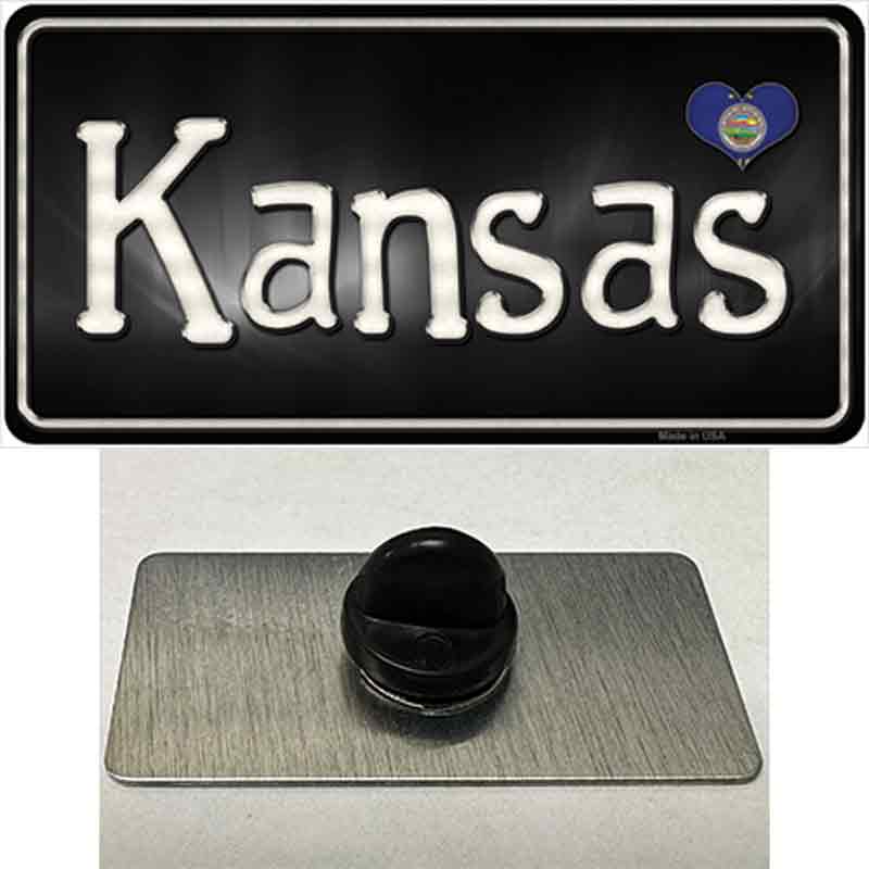 PIN-LP-9454 1.5 x 0.75 in. Kansas Flag Script Novelty Rectangle Metal Hat Pin