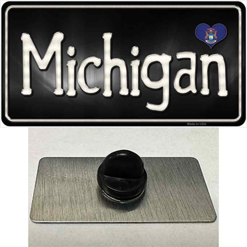 PIN-LP-9460 1.5 x 0.75 in. Michigan Flag Script Novelty Rectangle Metal Hat Pin