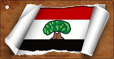 KC-9340 Oromia Ethiopia Flag Scroll Novelty Key Chain