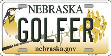 LP-10601 Golfer Nebraska Background Metal Novelty License Plate