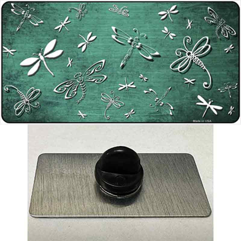 PIN-LP-7706 1.5 x 0.75 in. Mint White Dragonfly Oil Rubbed Novelty Rectangle Metal Hat Pin