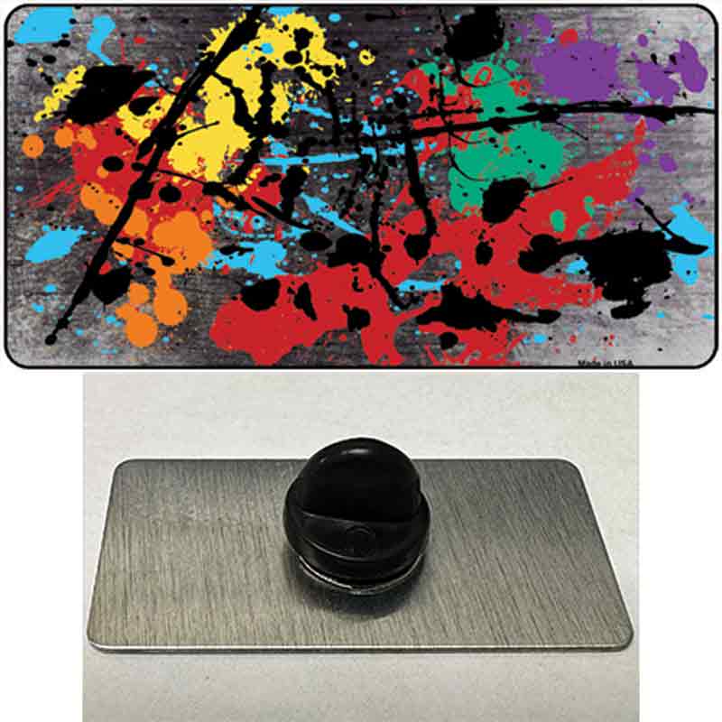 PIN-LP-7783 1.5 x 0.75 in. Black & White Splatter Oil Rubbed Novelty Rectangle Metal Hat Pin