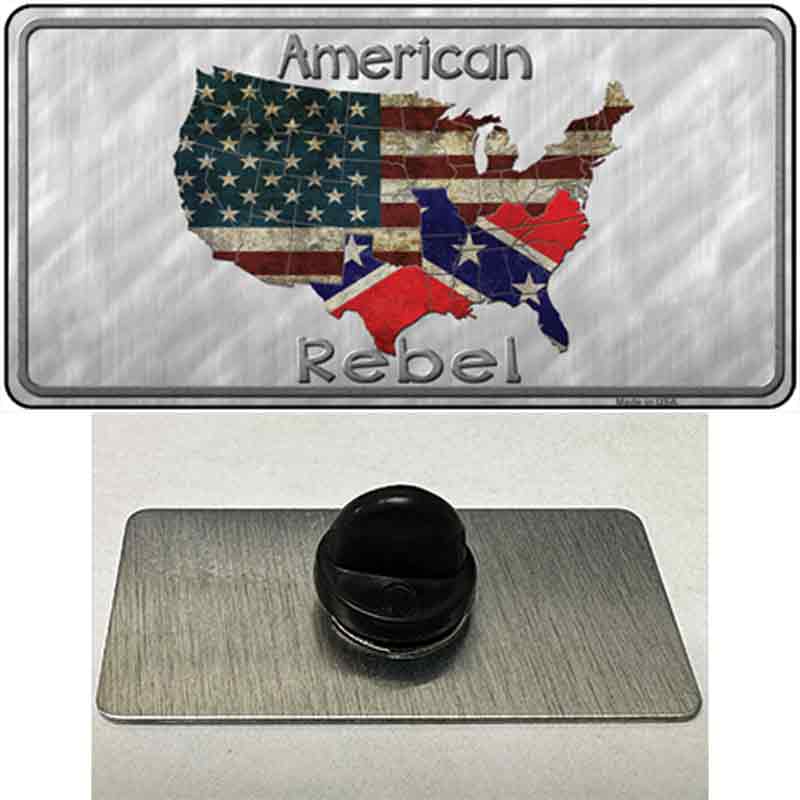 1.5 x 0.75 in. American Rebel Map Novelty Rectangle Metal Hat Pin