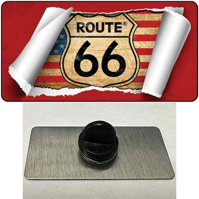 PIN-LP-9006 1.5 x 0.75 in. Route 66 Scroll Novelty Rectangle Metal Hat Pin