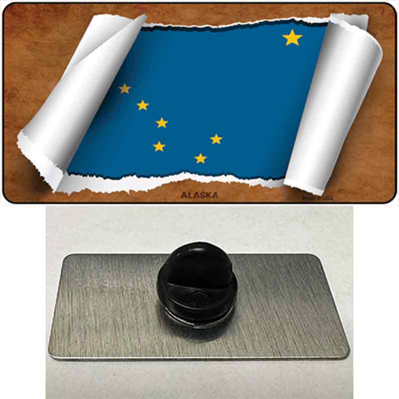 PIN-LP-9009 1.5 x 0.75 in. Alaska Flag Scroll Novelty Rectangle Metal Hat Pin