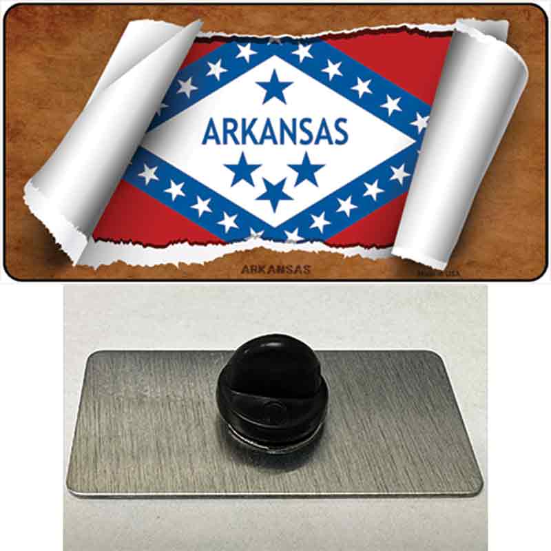 PIN-LP-9010 1.5 x 0.75 in. Arkansas Flag Scroll Novelty Rectangle Metal Hat Pin