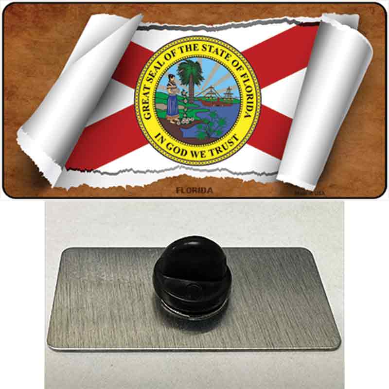 PIN-LP-9015 1.5 x 0.75 in. Florida Flag Scroll Novelty Rectangle Metal Hat Pin