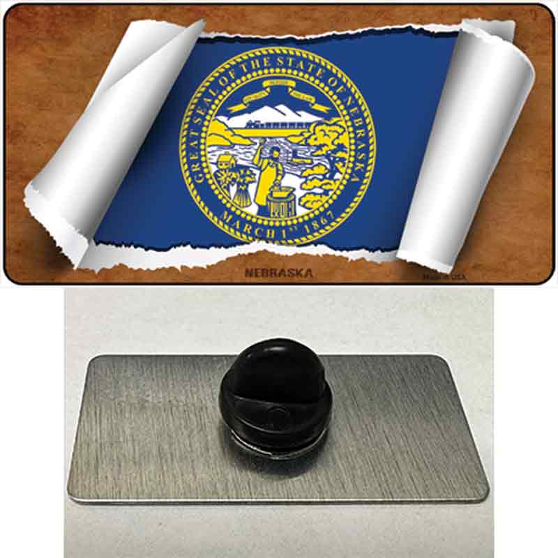 PIN-LP-9033 1.5 x 0.75 in. Nebraska Flag Scroll Novelty Rectangle Metal Hat Pin