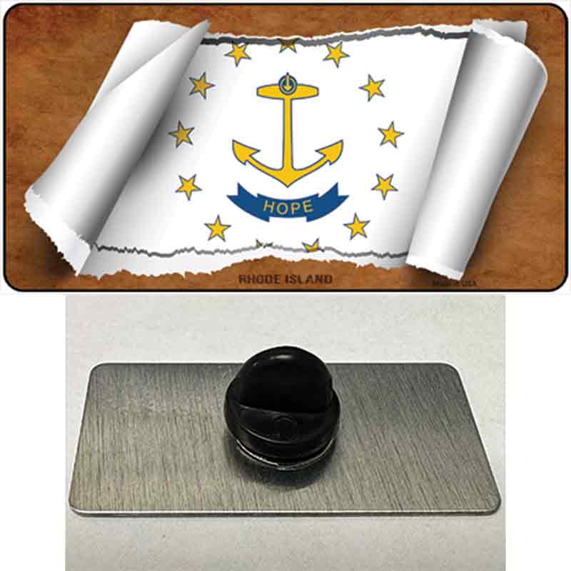 PIN-LP-9045 1.5 x 0.75 in. Rhode Island Flag Scroll Novelty Rectangle Metal Hat Pin