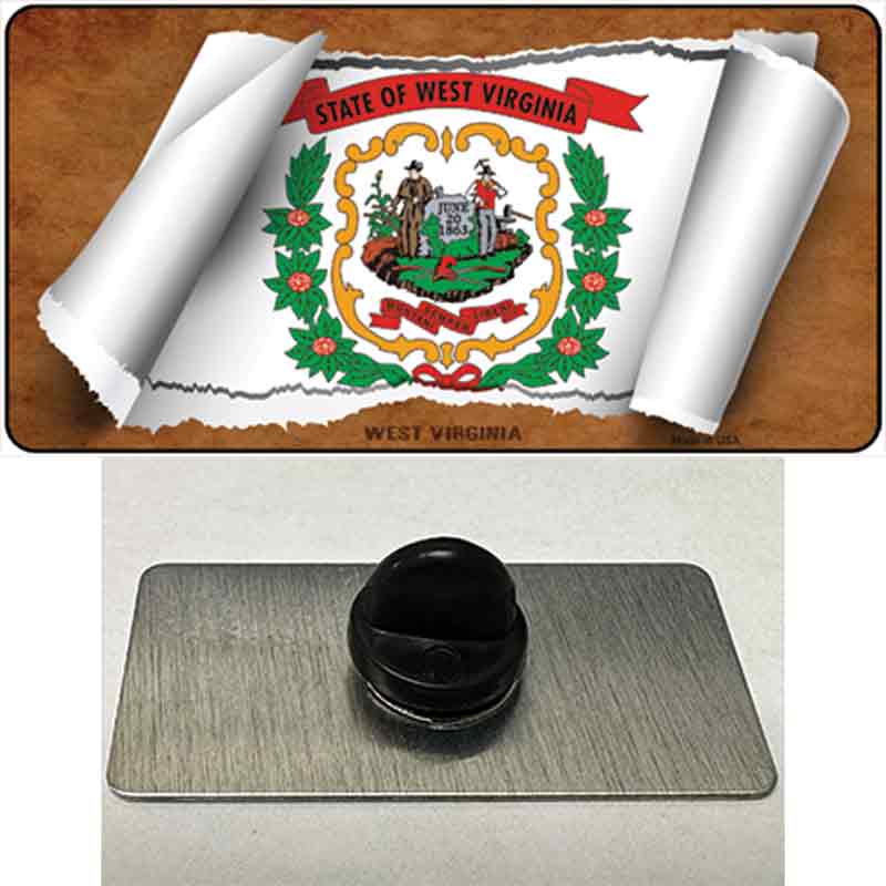 PIN-LP-9054 1.5 x 0.75 in. West Virginia Flag Scroll Novelty Rectangle Metal Hat Pin