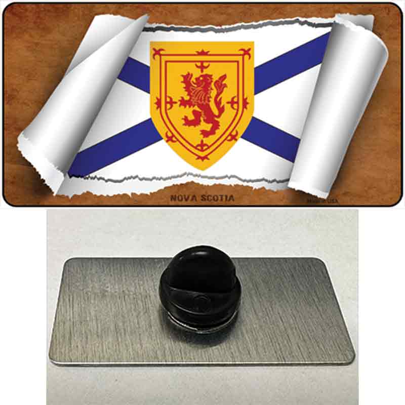 PIN-LP-9083 1.5 x 0.75 in. Nova Scotia Flag Scroll Novelty Rectangle Metal Hat Pin