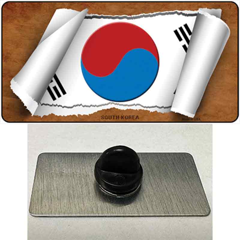 PIN-LP-9085 1.5 x 0.75 in. South Korea Flag Scroll Novelty Rectangle Metal Hat Pin